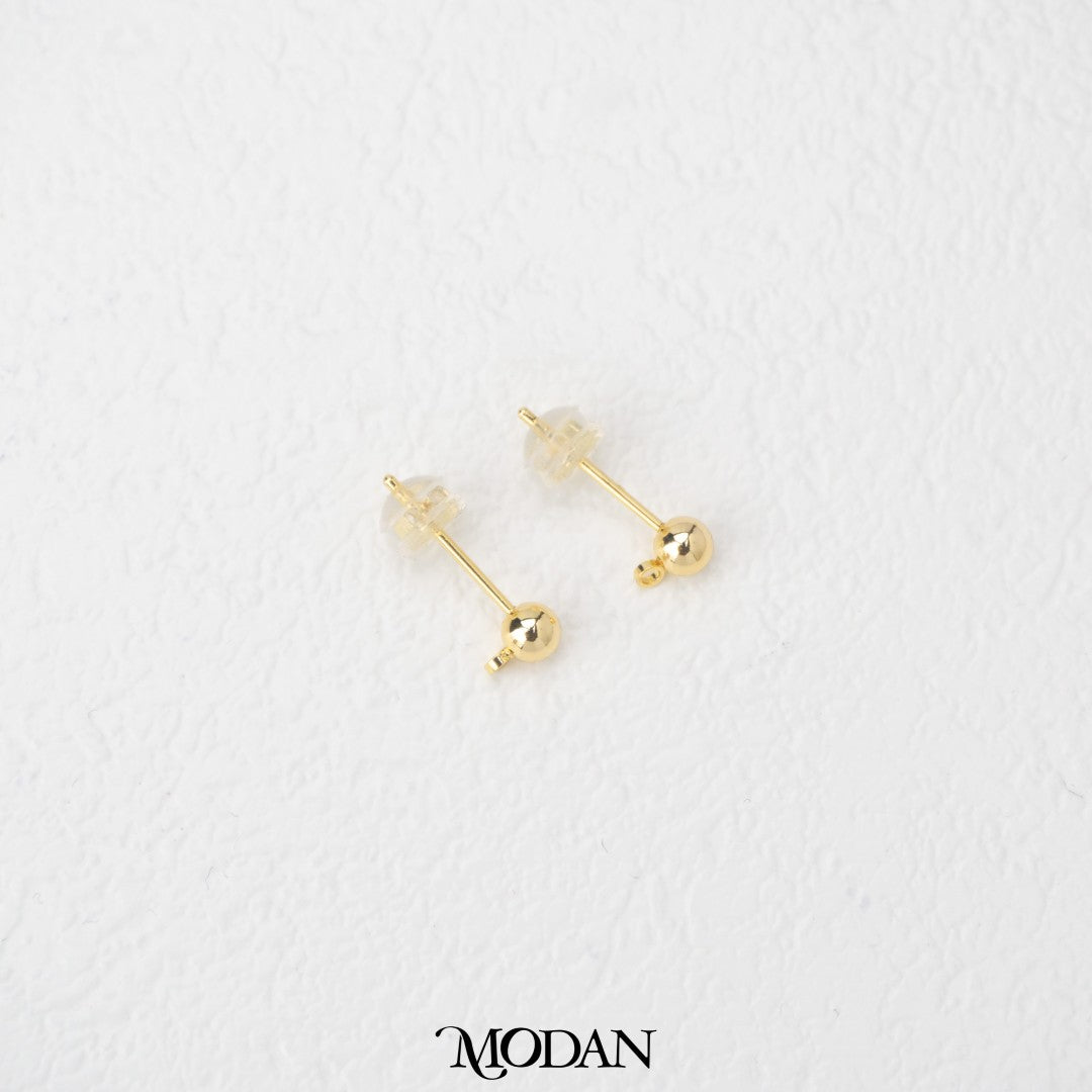 Plain Round Stud Half Earrings DIY Anting Setengah Jadi Paku Anting Tusuk Gold Filled