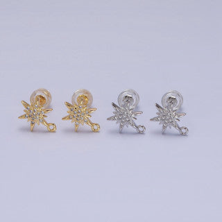 Celestial North Star Stud Earring DIY Earrings Findings Pengait  Anting Tusuk Bintang Unfinished Hypoallergenic Gold Filled