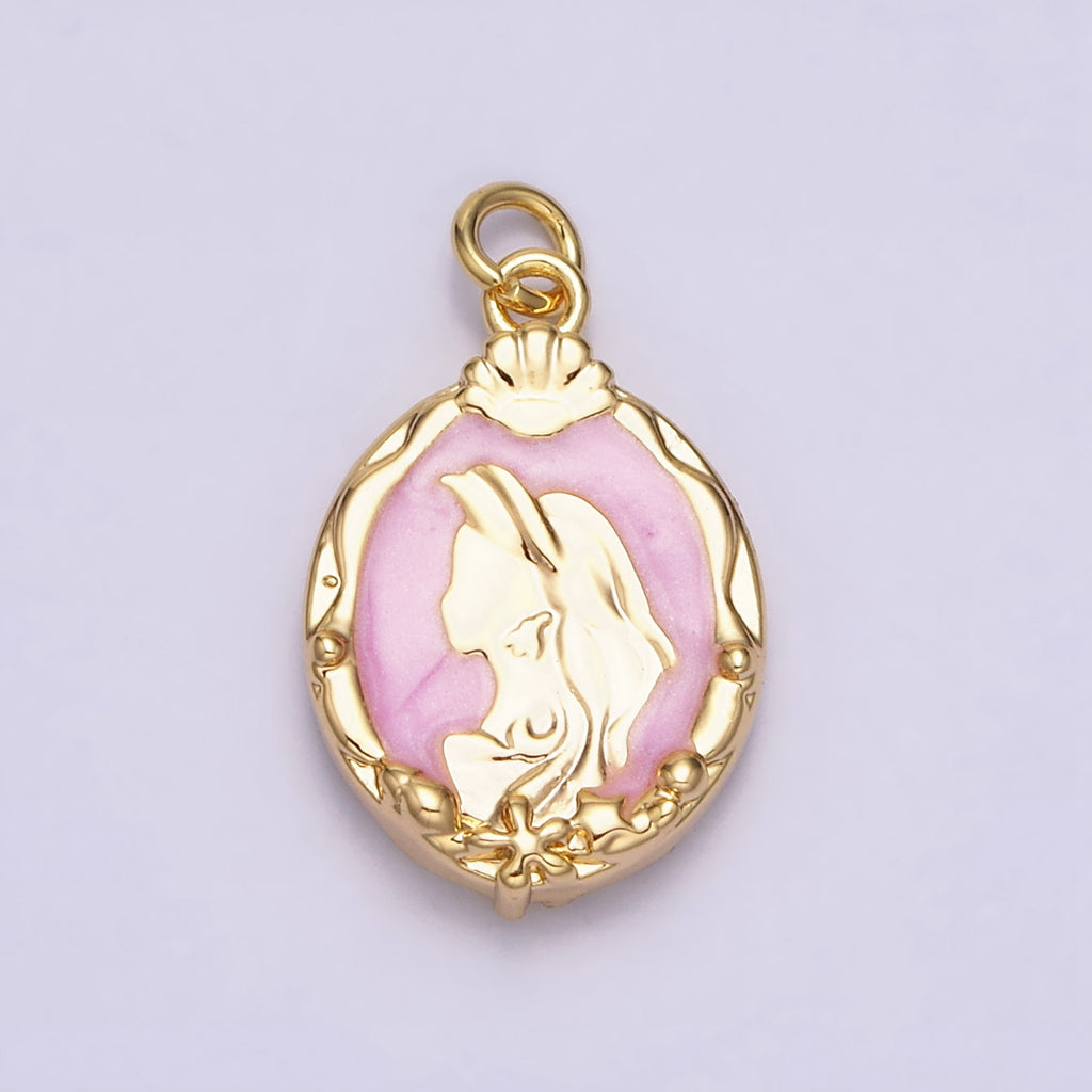 Mermaid Enamel Oval Charm DIY Charm Liontin Putri Duyung Bentuk Oval Hypoallergenic Gold Filled