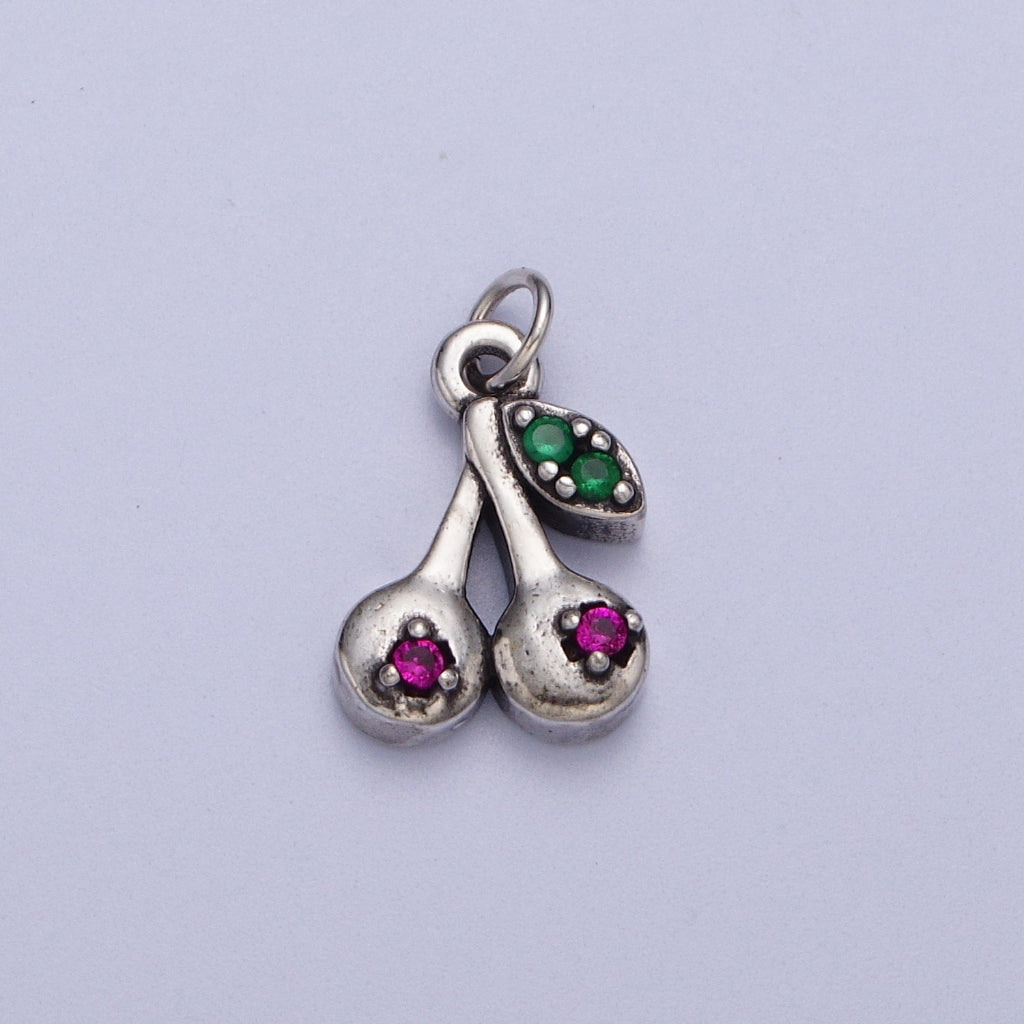 Cute Pink Mini Cherry Fruit Charm DIY Charm Liontin Buah Ceri Hypoallergenic Gold Filled