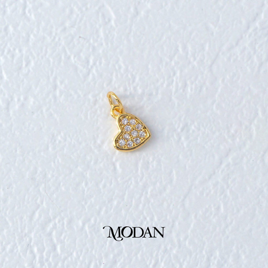 Mini Micro Paved Heart Love DIY Charm Liontin Hati Kecil Hypoallergenic Gold Filled
