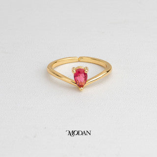 V Shaped Teardrop Ruby Ring Cincin Rubi Tetesan Air  Bentuk V Hypoallergenic Gold Plated