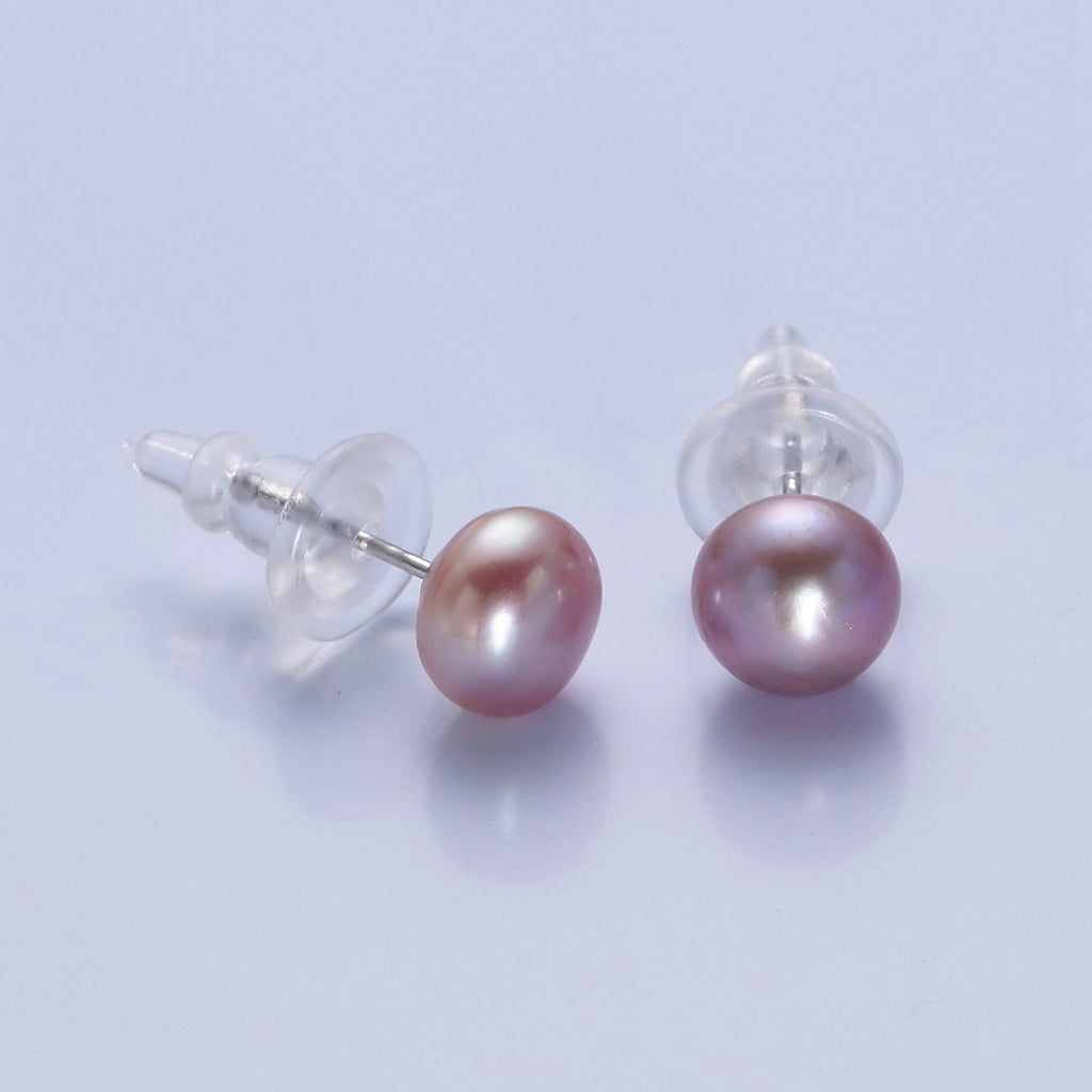 (9mm)Simple Classic Bridal Shell Pearl Stud Earrings Anting Tusuk Mutiara Hypoallergenic Gold Plated