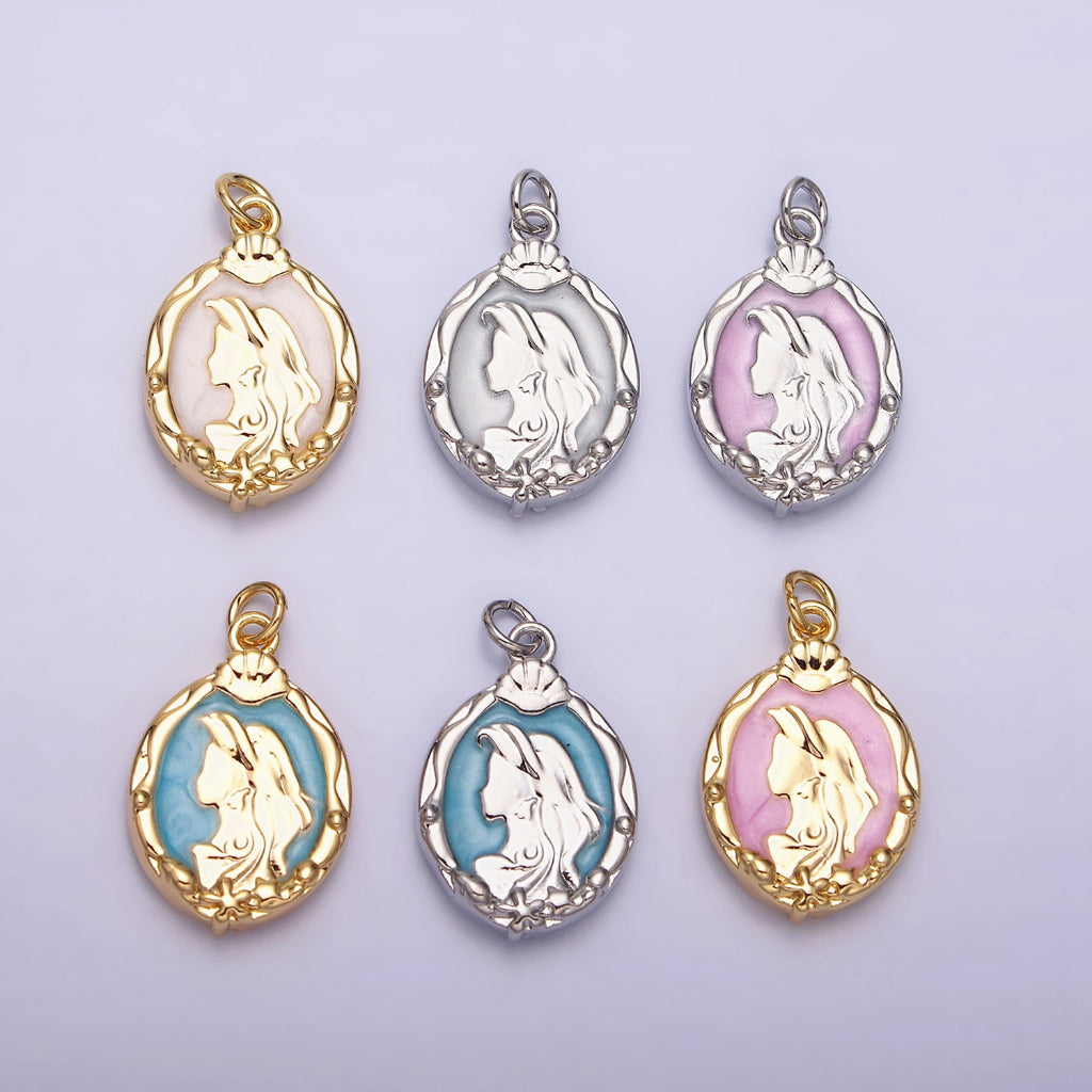 Mermaid Enamel Oval Charm DIY Charm Liontin Putri Duyung Bentuk Oval Hypoallergenic Gold Filled