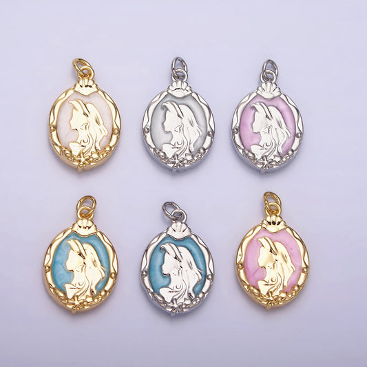 Mermaid Enamel Oval Charm DIY Charm Liontin Putri Duyung Bentuk Oval Hypoallergenic Gold Filled