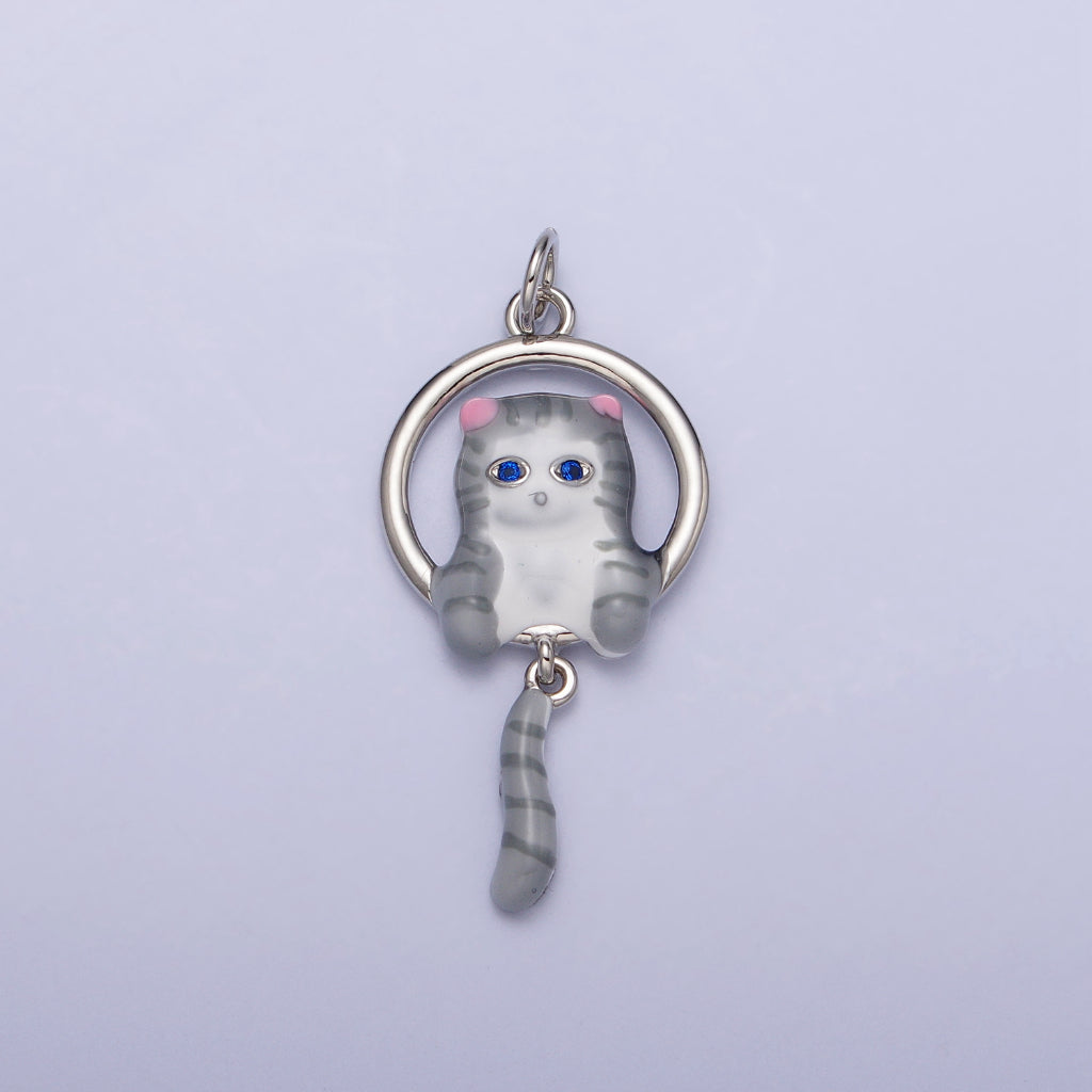 Cute Kitty Cat Tail Dangle Animal DIY Charm Liontin Kucing Hypoallergenic Gold Filled