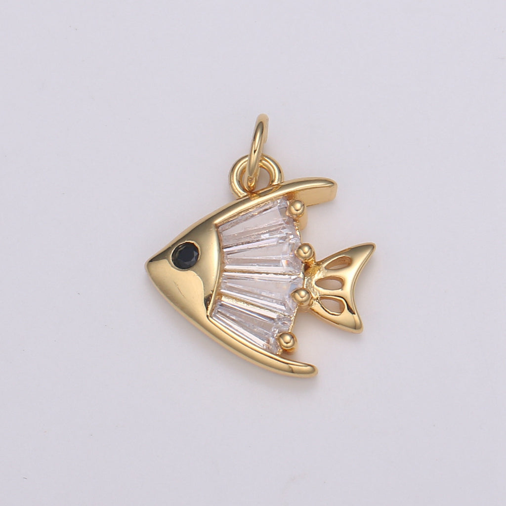 Baguette Fish Animal DIY Charm Liontin Ikan Hypoallergenic Gold Filled