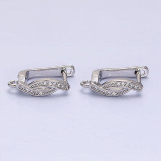 Curved Cubic Zirconia English Lock DIY Earrings Findings Pengait Anting Berlian Vintage Unfinished Hypoallergenic Gold Plated