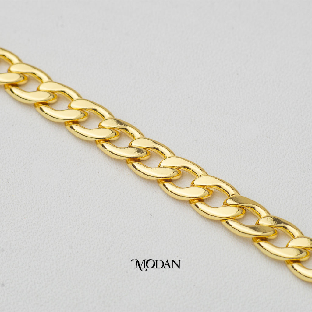 (6mm) Flat Curb Unfinished DIY Chain Rantai Sisik Naga Kalung Gelang Meteran Hypoallergenic Gold Filled