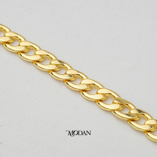 (6mm) Flat Curb Unfinished DIY Chain Rantai Sisik Naga Kalung Gelang Meteran Hypoallergenic Gold Filled
