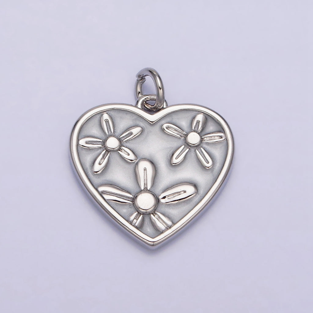 Flower Enamel Heart Love DIY Charm Liontin Hati Bunga Hypoallergenic Gold Filled