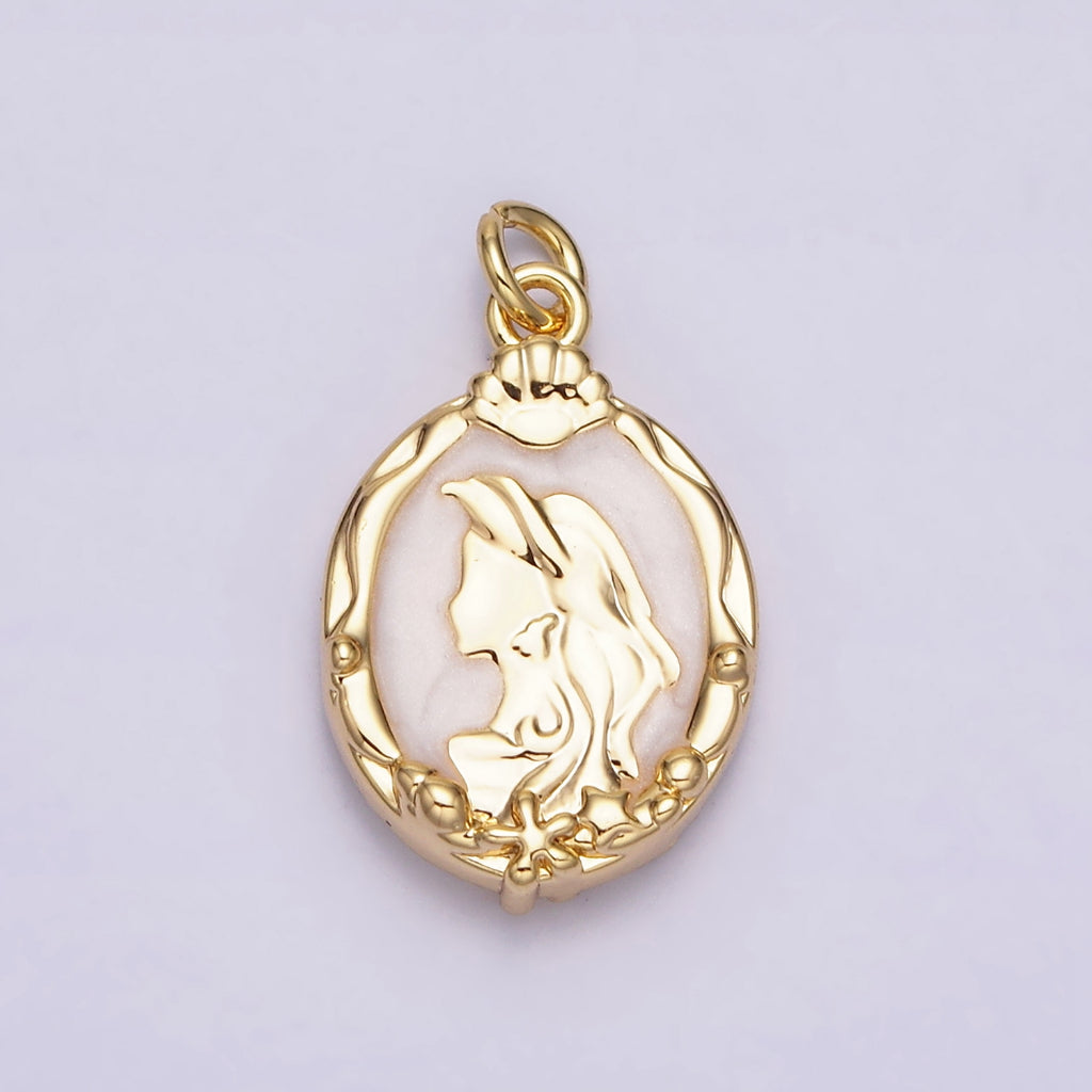 Mermaid Enamel Oval Charm DIY Charm Liontin Putri Duyung Bentuk Oval Hypoallergenic Gold Filled