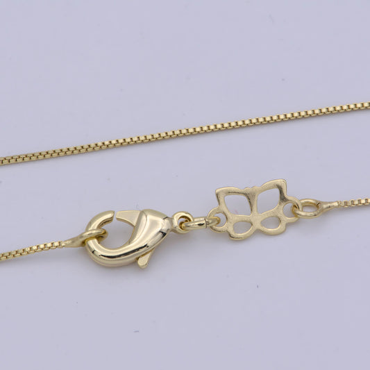 (45cm)  Box Chain Daily Wear Necklace Rantai Kalung Hypoallergenic Gold Filled