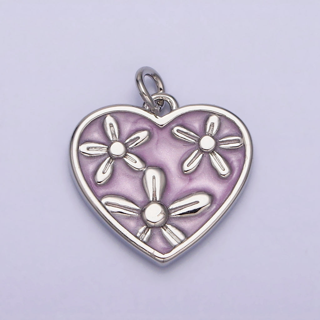 Flower Enamel Heart Love DIY Charm Liontin Hati Bunga Hypoallergenic Gold Filled