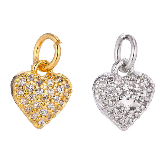 Minimalist Micro Paved Heart Charm DIY Charm Liontin Hati Hypoallergenic Gold Filled