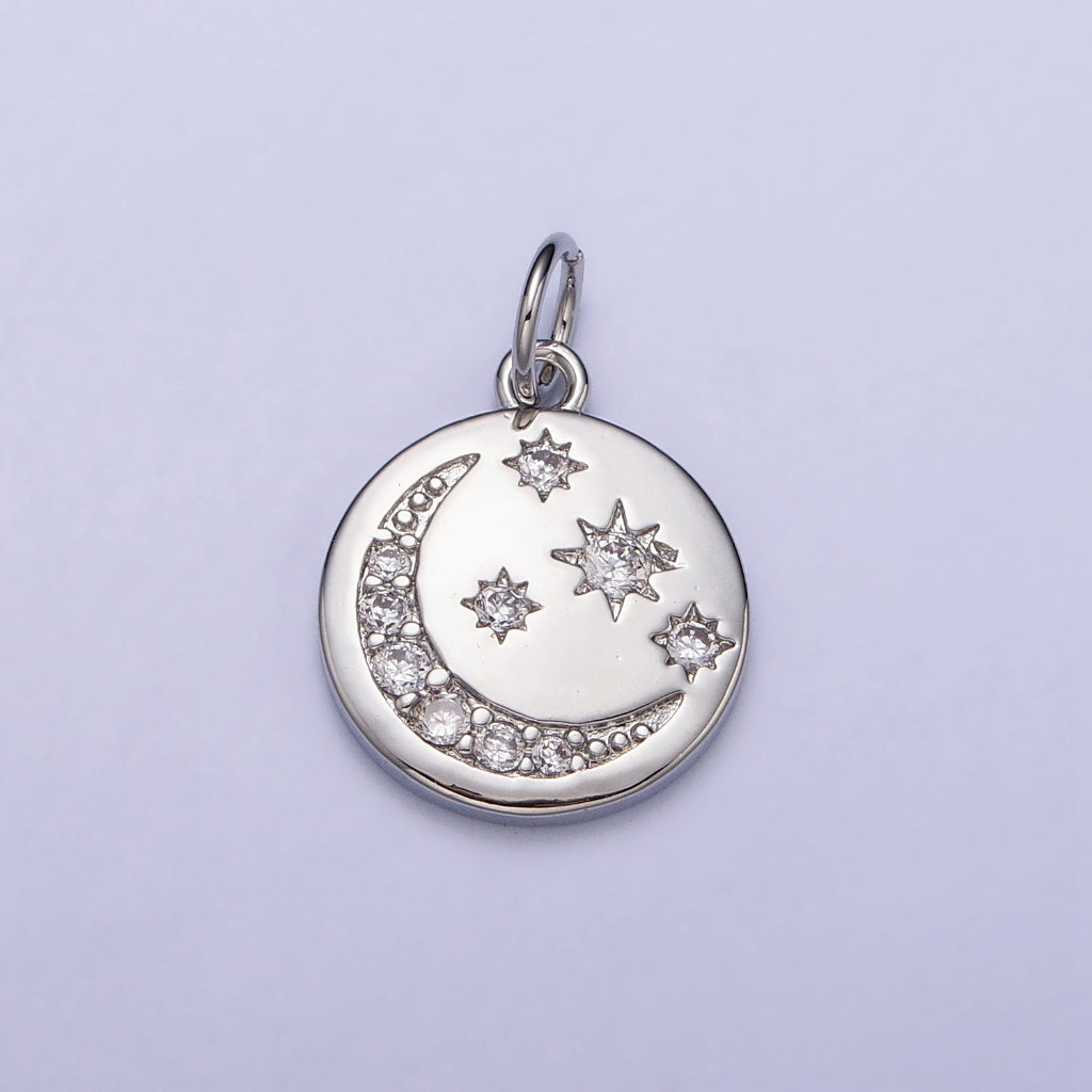 Celestial Moon Star Night Sky Coin DIY Charm Liontin Bulan Bintang Hypoallergenic Gold Filled