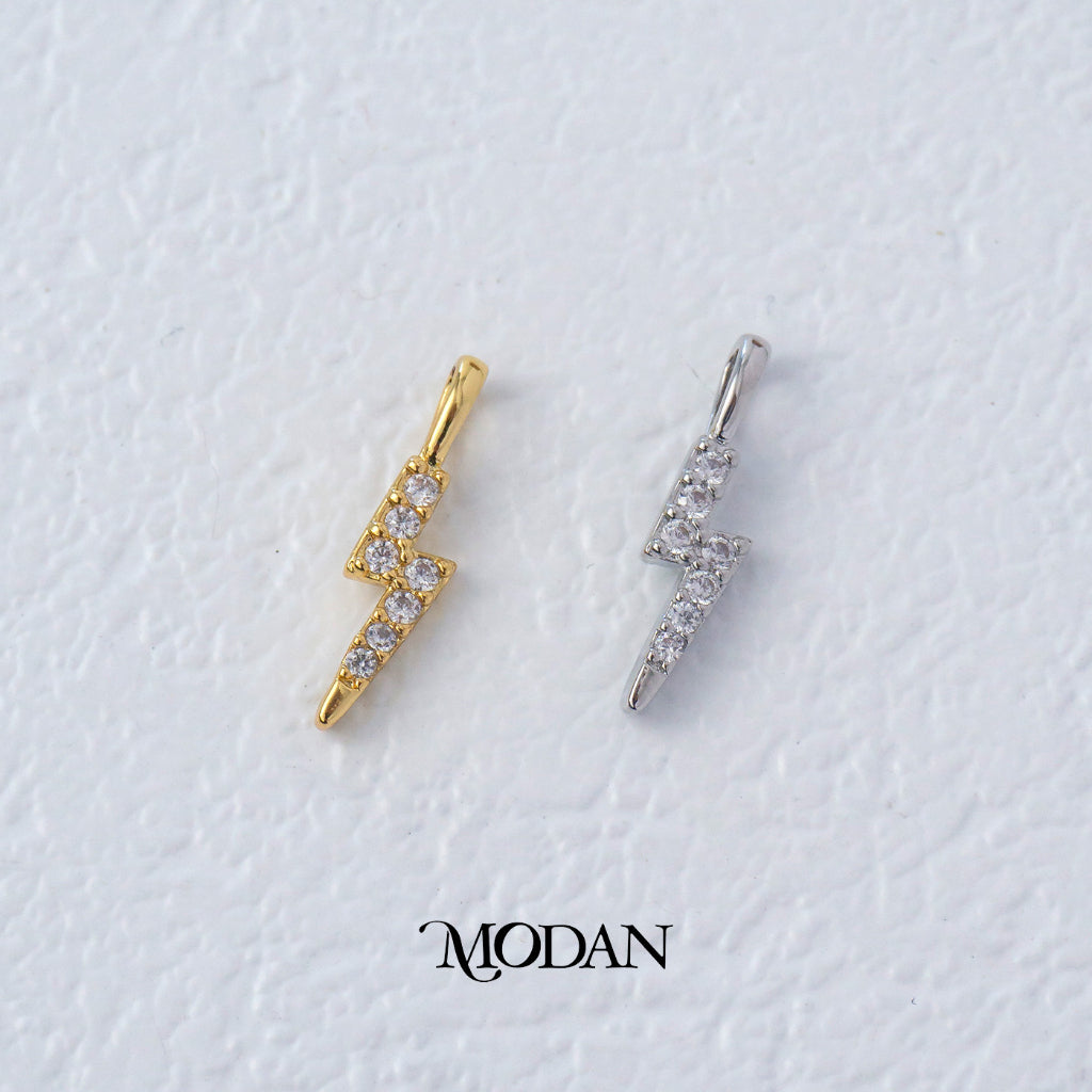 Mini Lightning Bolt Cubic Zirconia Charm DIY Charm Liontin Petir Kecil Hypoallergenic Gold Filled
