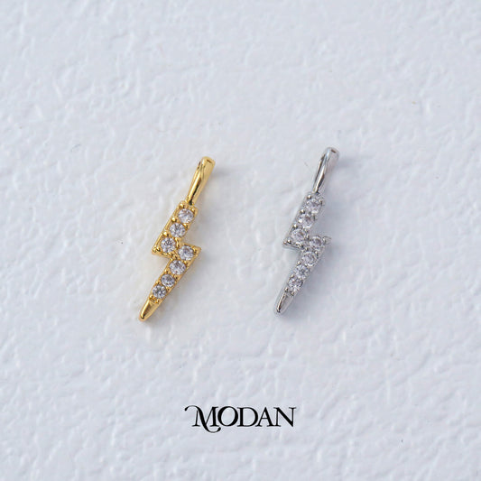 Mini Lightning Bolt Cubic Zirconia Charm DIY Charm Liontin Petir Kecil Hypoallergenic Gold Filled