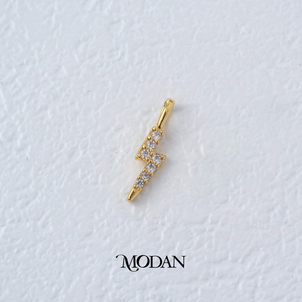 Mini Lightning Bolt Cubic Zirconia Charm DIY Charm Liontin Petir Kecil Hypoallergenic Gold Filled