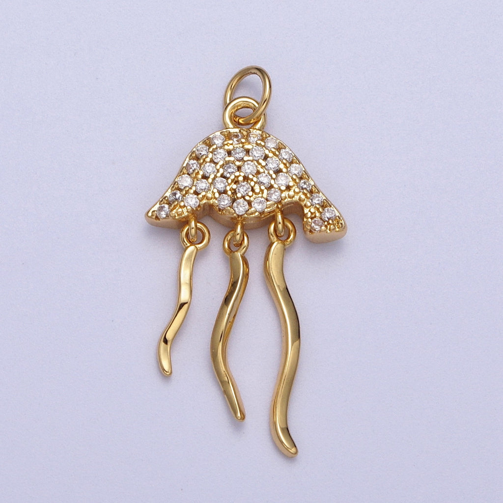 Micro Paved Jellyfish Ocean DIY Charm Liontin Ubur - Ubur Hypoallergenic Gold Filled