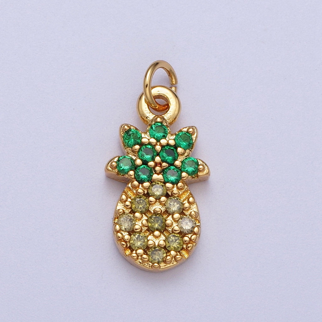 Cute Mini Tropical Pineapple DIY Charm Liontin Buah Nanas Hypoallergenic Gold Filled