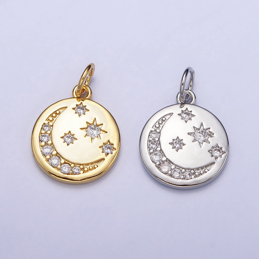 Celestial Moon Star Night Sky Coin DIY Charm Liontin Bulan Bintang Hypoallergenic Gold Filled