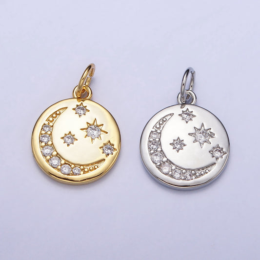 Celestial Moon Star Night Sky Coin DIY Charm Liontin Bulan Bintang Hypoallergenic Gold Filled