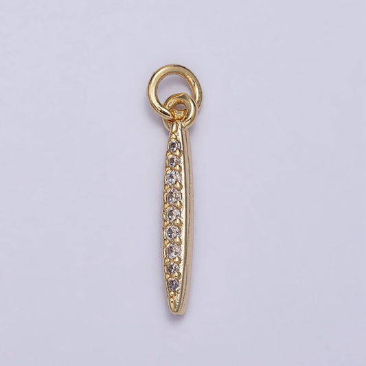 Linear Bar Micro Paved Cubic Zirconia DIY Charm Liontin Bandul Kalung Berlian Pasir Hypoallergenic Gold Filled
