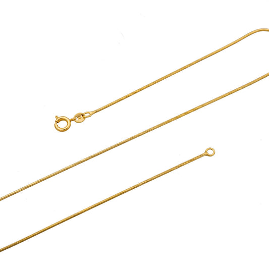 Golden Snake Herringbone Necklace Chain 60cm Rantai Kalung Hypoallergenic Gold Plated