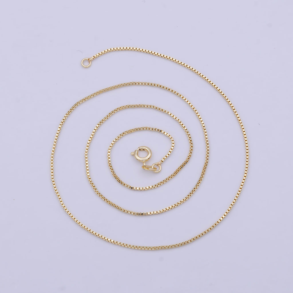 (1.1mm) Box Chain Necklace Daily Wear 49cm Rantai Kalung Hypoallergenic Gold Filled