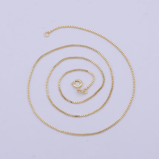 (1.1mm) Box Chain Necklace Daily Wear 49cm Rantai Kalung Hypoallergenic Gold Filled