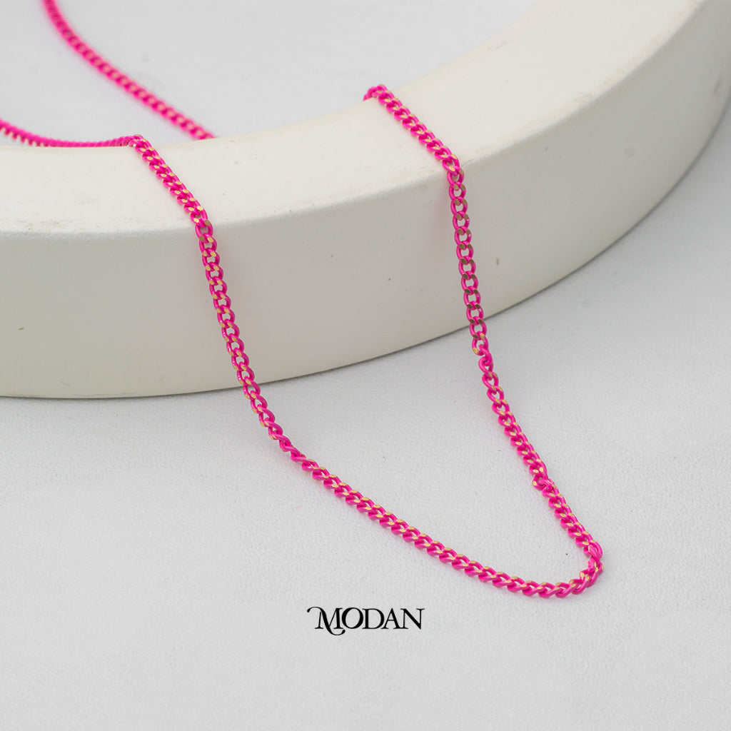 Pink Tosca Shimmer Curb Chain Unfinished DIY Chain Rantai Kalung Gelang Meteran Hypoallergenic Gold Filled