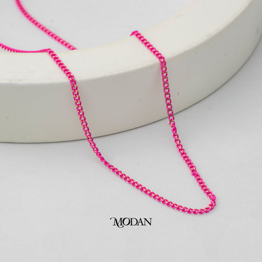 Pink Tosca Shimmer Curb Chain Unfinished DIY Chain Rantai Kalung Gelang Meteran Hypoallergenic Gold Filled