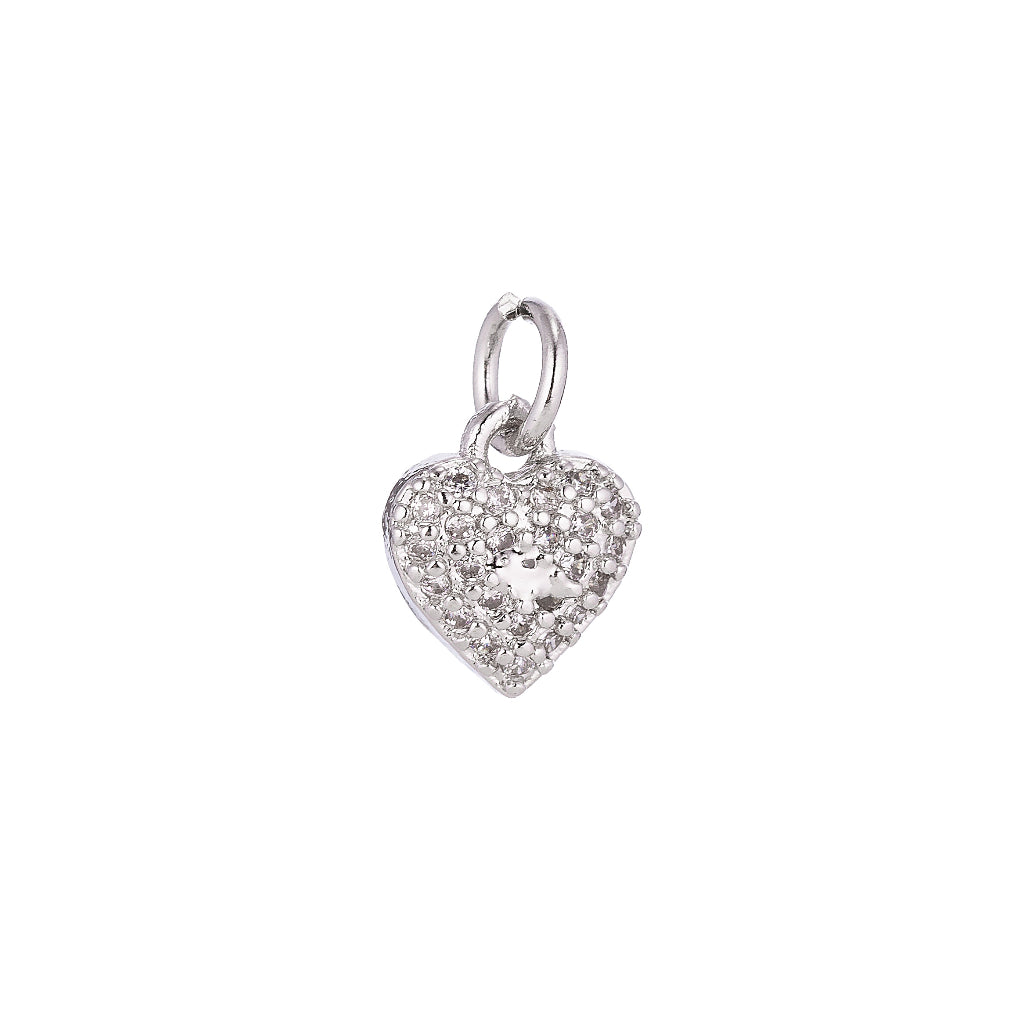 Minimalist Micro Paved Heart Charm DIY Charm Liontin Hati Hypoallergenic Gold Filled