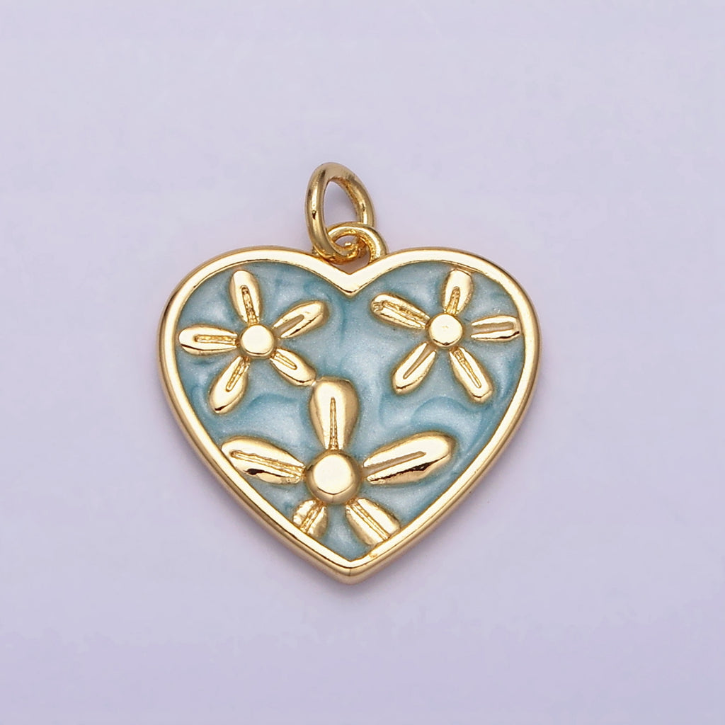 Flower Enamel Heart Love DIY Charm Liontin Hati Bunga Hypoallergenic Gold Filled