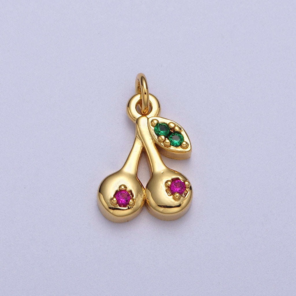 Cute Pink Mini Cherry Fruit Charm DIY Charm Liontin Buah Ceri Hypoallergenic Gold Filled