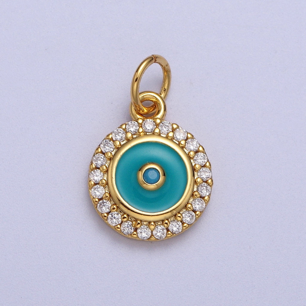 Teal Blue Round Enamel Charm DIY Charm Liontin Bulat Biru Tosca Hypoallergenic Gold Filled