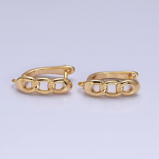 Triple Curb Link English Lock Earrings DIY Earrings Findings Pengait Anting Bulat Unfinished Hypoallergenic Gold Filled