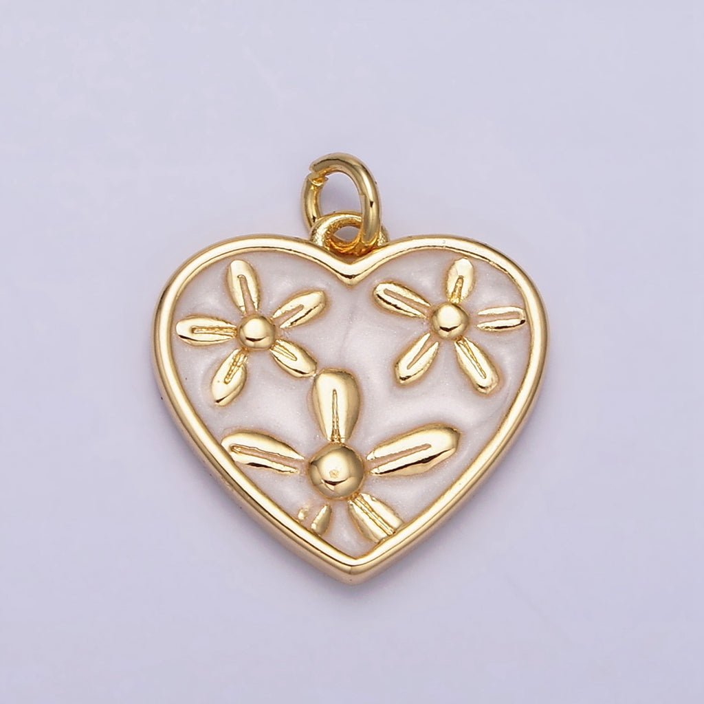 Flower Enamel Heart Love DIY Charm Liontin Hati Bunga Hypoallergenic Gold Filled
