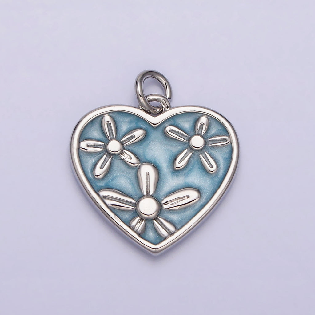 Flower Enamel Heart Love DIY Charm Liontin Hati Bunga Hypoallergenic Gold Filled