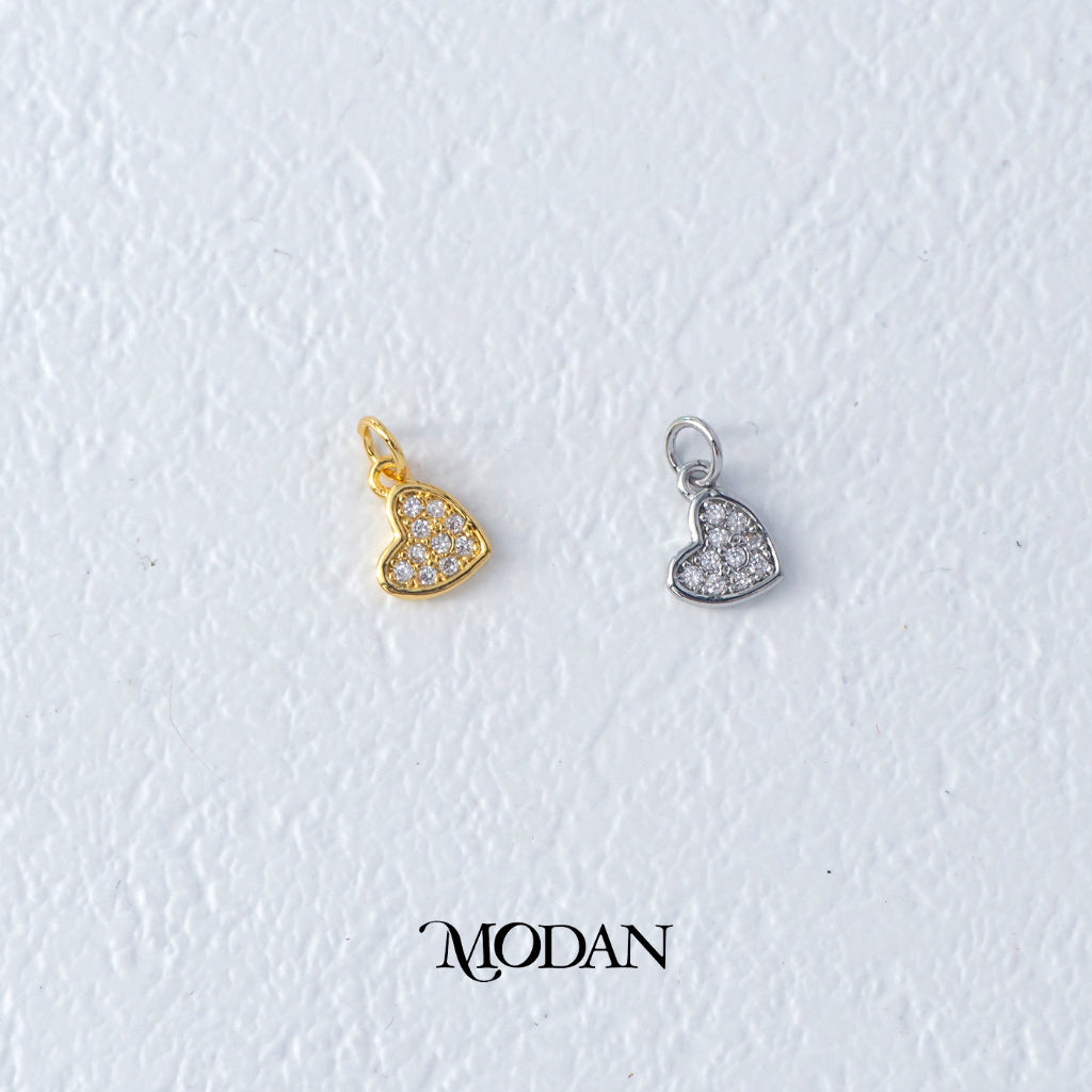 Mini Micro Paved Heart Love DIY Charm Liontin Hati Kecil Hypoallergenic Gold Filled