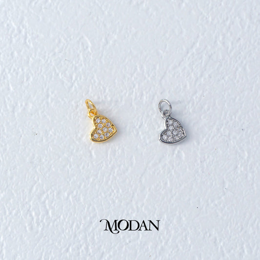 Mini Micro Paved Heart Love DIY Charm Liontin Hati Kecil Hypoallergenic Gold Filled