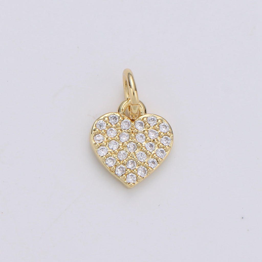 Minimalist Micro Paved Heart Charm DIY Charm Liontin Hati Hypoallergenic Gold Filled