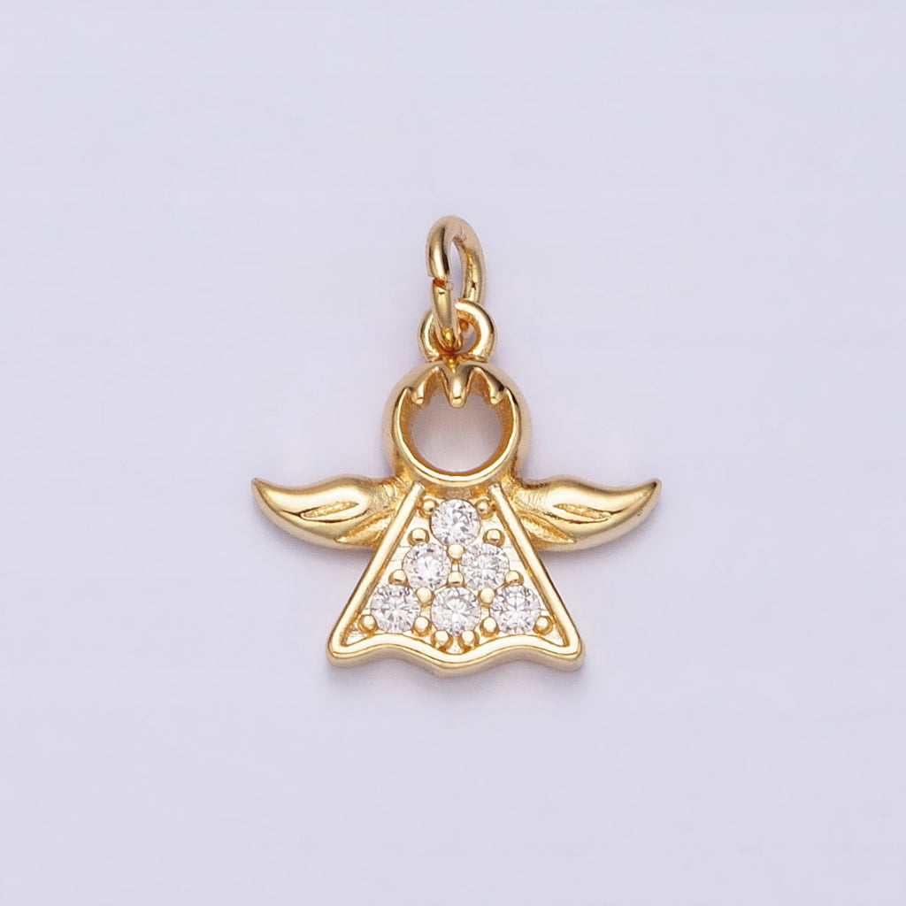 Mini Angel Christmas Micro Paved DIY Liontin Malaikat Kecil Berlian Hypoallergenic Gold Filled