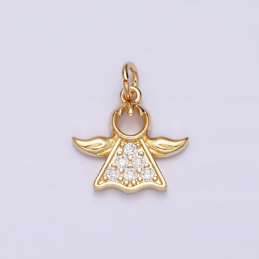 Mini Angel Christmas Micro Paved DIY Liontin Malaikat Kecil Berlian Hypoallergenic Gold Filled