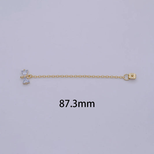 Ribbon Shaped Long Chain Earrings Back Stopper DIY Necklace Closure Belakang Anting Bentuk Pita Hypoallergenic Gold Filled