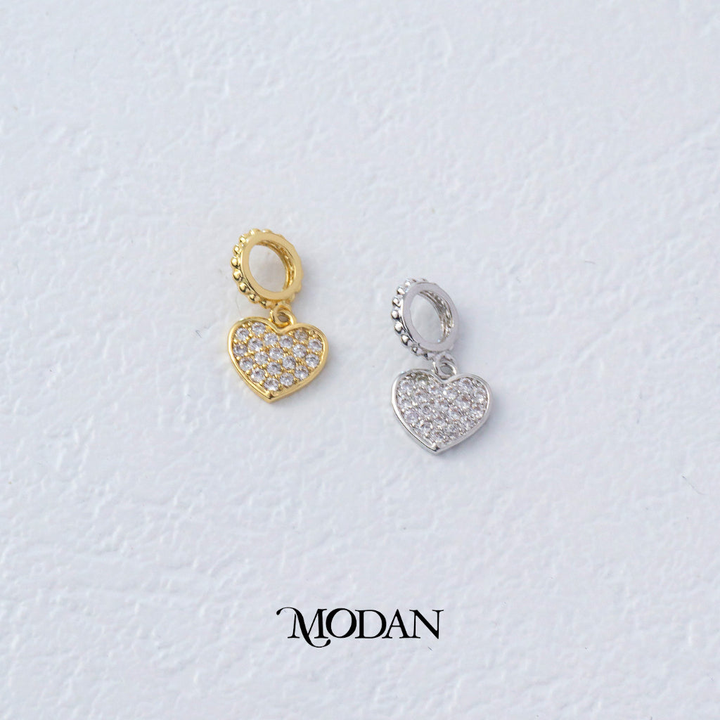 Micro Paved Heart Love DIY Charm Liontin Hati Berlian Pasir Hypoallergenic Gold Filled