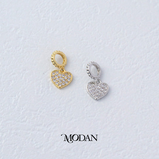 Micro Paved Heart Love DIY Charm Liontin Hati Berlian Pasir Hypoallergenic Gold Filled