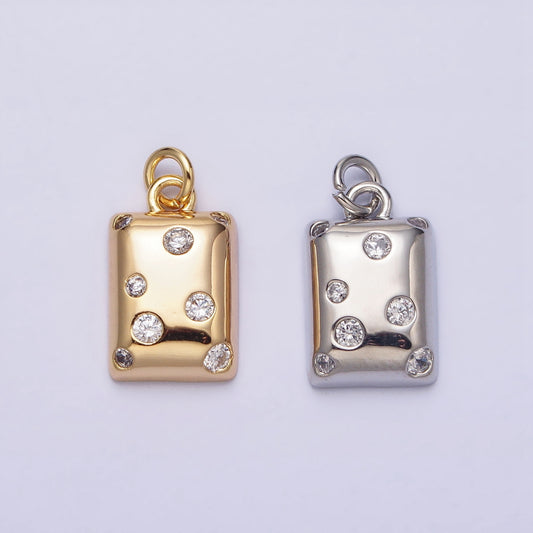 Twisted Card Dotted Rectangle DIY Charm Persegi Panjang Hypoallergenic Gold Plated