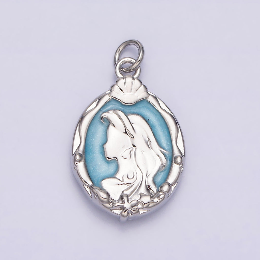 Mermaid Enamel Oval Charm DIY Charm Liontin Putri Duyung Bentuk Oval Hypoallergenic Gold Filled